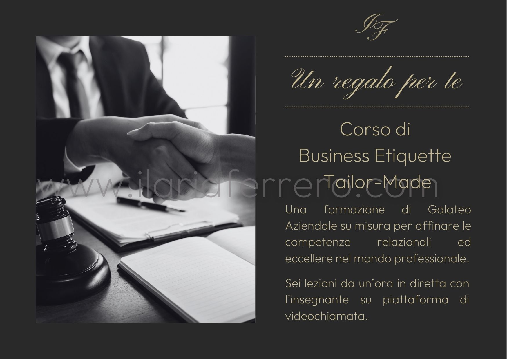 formazione di business etiquette tailor-made consulenza di galateo aziendale di due ore